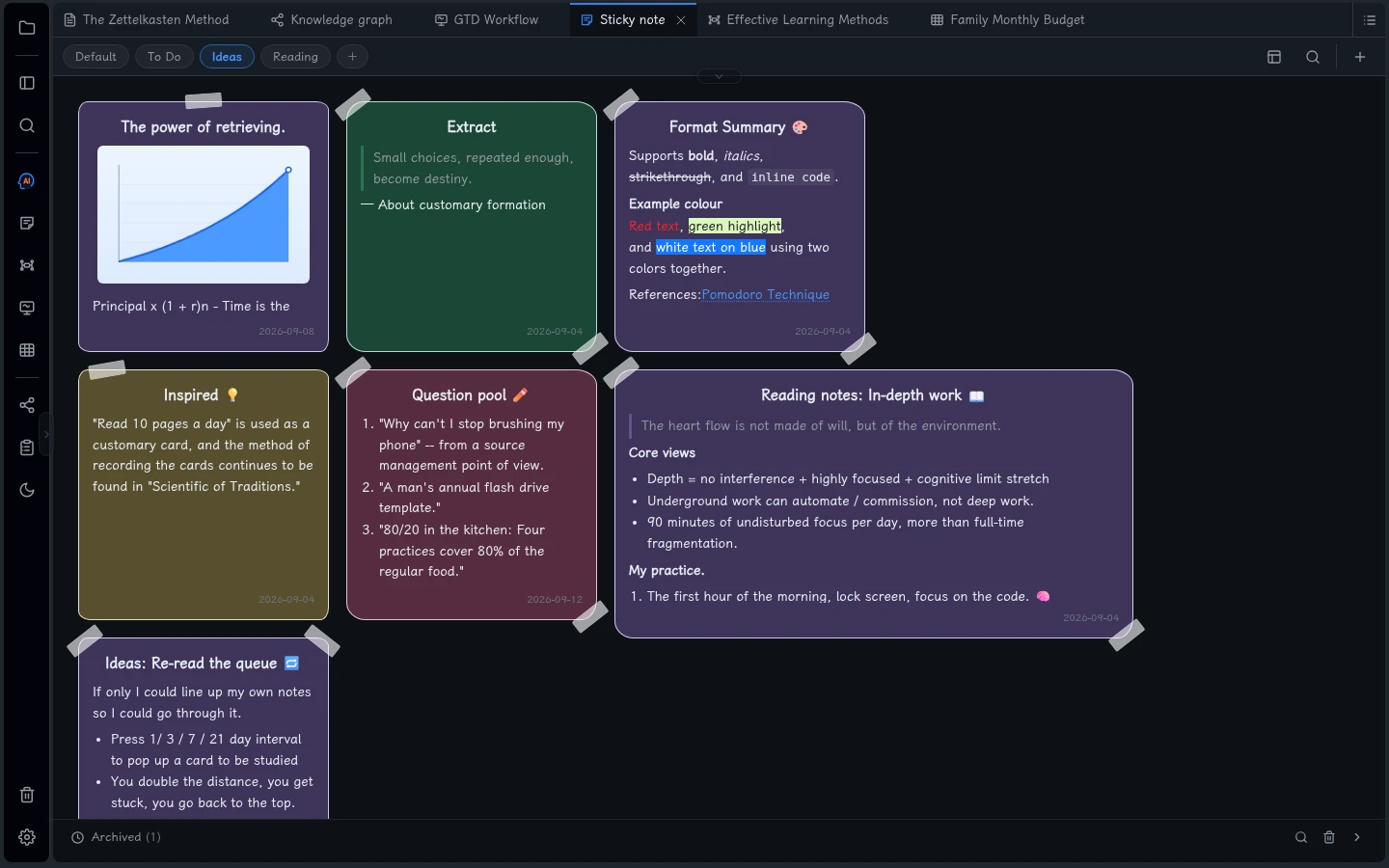 Ideas: English inspiration cards and reading notes in Fluid Wiki