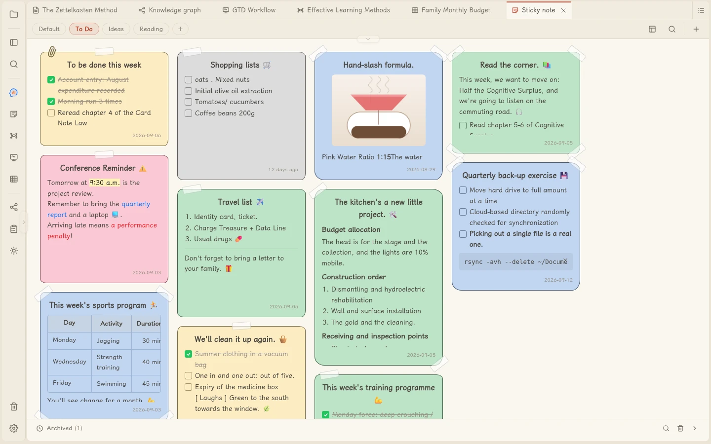 To Do: English checklists, reminders, and plans in Fluid Wiki