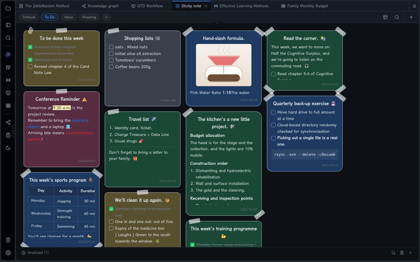 To Do: English checklists, reminders, and plans in Fluid Wiki